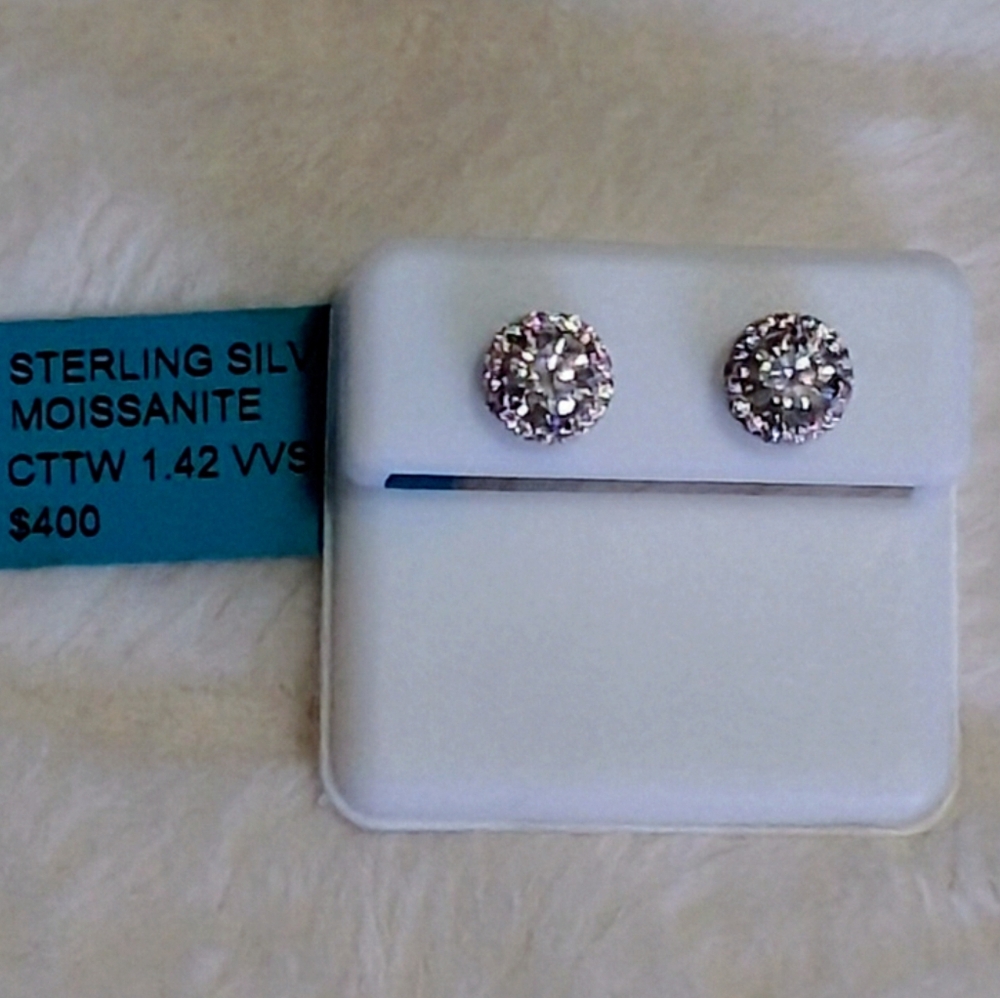 Moissanite Screwback 925 Sterling Silver Studs.